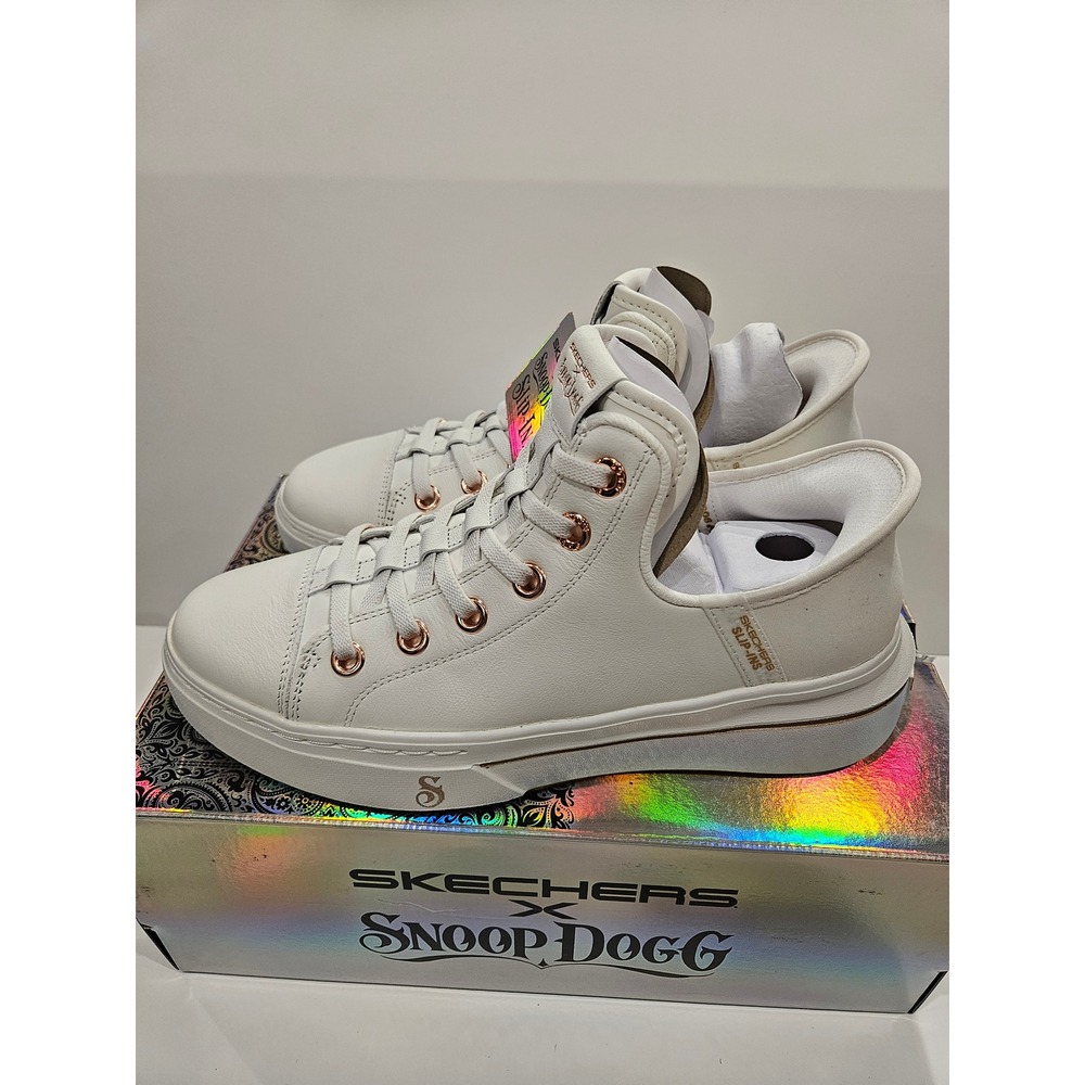 Skechers x Snoop Dogg Snoop One Leather White Rose Gold Slip-Ins Womens Size 8 - Picture 2 of 7